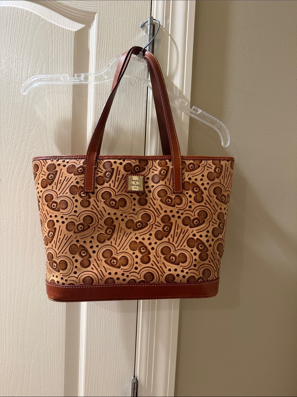 Disney Dooney & Bourke Tan & Brown Embossed Ear Leather Tote